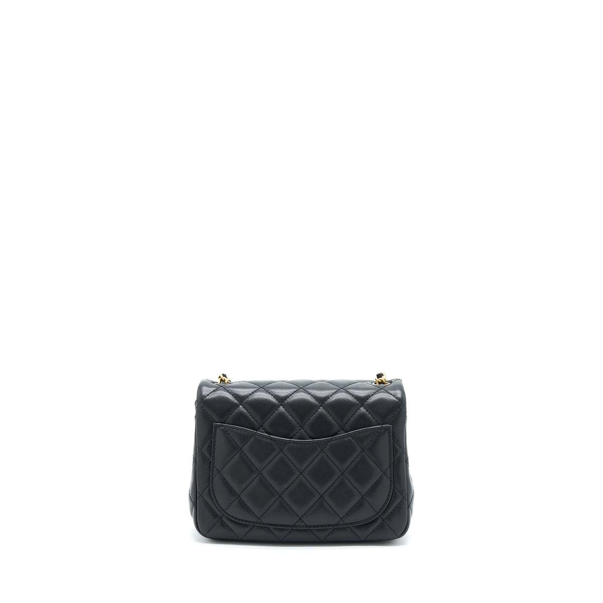 CHANEL PEARL CRUSH MINI SQUARE FLAP BAG LAMBSKIN BLACK GHW (MICROCHIP)