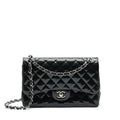 CHANEL CLASSIC FLAP BAG JUMBO PATENT BLACK SHW