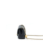 CHANEL PEARL CRUSH MINI SQUARE FLAP BAG LAMBSKIN BLACK GHW (MICROCHIP)