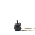 CHANEL TOP HANDLE MINI VANITY WITH CHAIN GRAINED CALFSKIN BLACK WITH GHW
