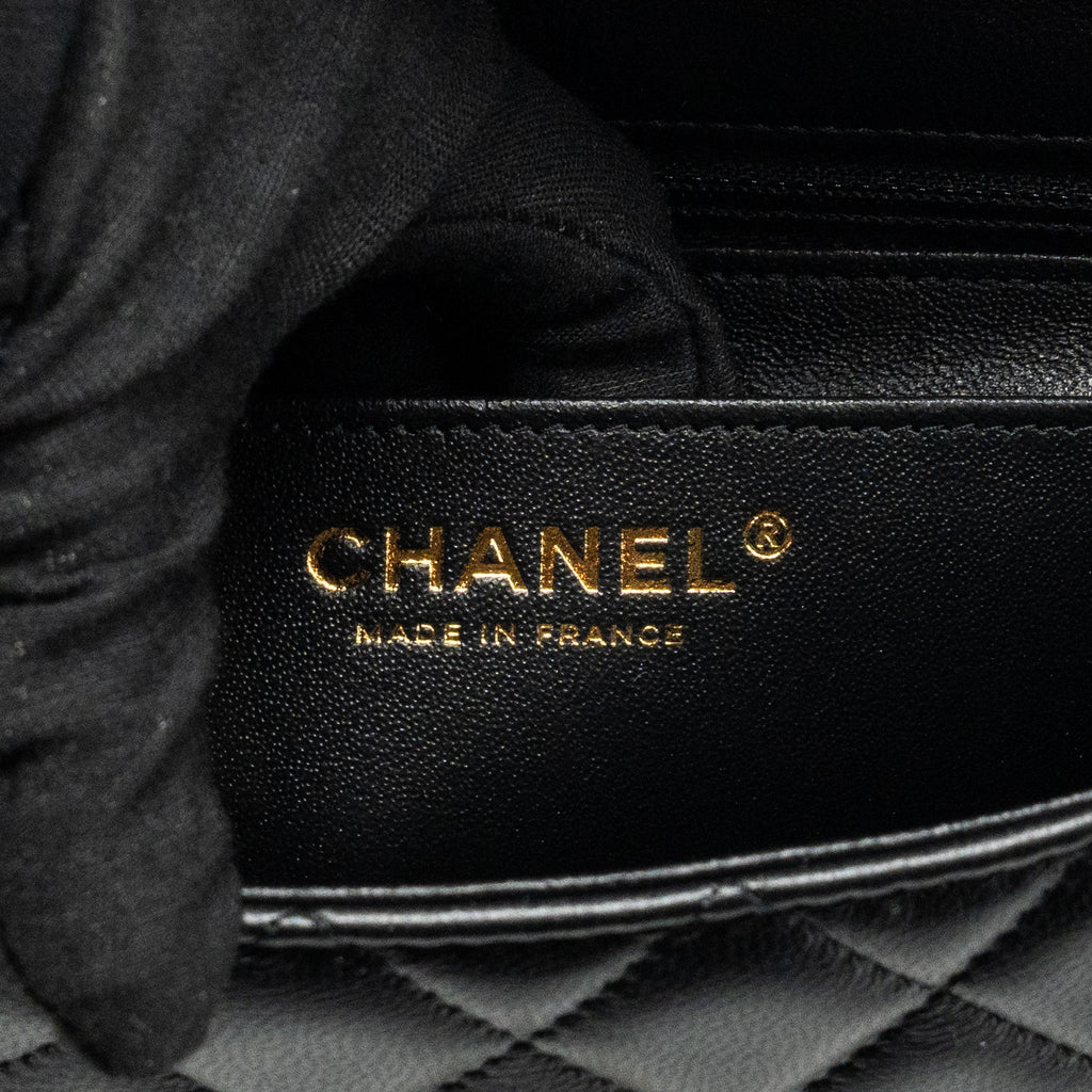 CHANEL MINI RECTANGULAR FLAP BAG LAMBSKIN BLACK LGHW (MICROCHIP)