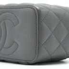 CHANEL TOP HANDLE LONG VANITY WITH CHAIN LAMBSKIN GREY LGHW (MICROCHIP)