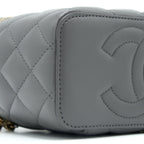 CHANEL TOP HANDLE LONG VANITY WITH CHAIN LAMBSKIN GREY LGHW (MICROCHIP)