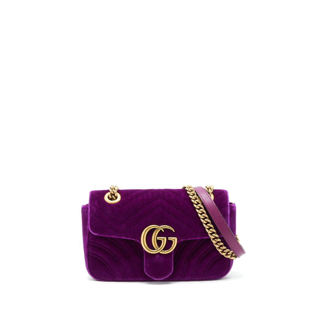 GUCCI MINI MARMONT BAG VELVET PURPLE GHW