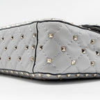 VALENTINO MEDIUM ROCKSTUD SPIKE BAG LAMBSKIN NAPPA LIGHT GREY LGHW