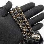CHANEL CLASSIC MINI SQUARE FLAP BAG LAMBSKIN BLACK LGHW (MICROCHIP)