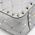 VALENTINO MEDIUM ROCKSTUD SPIKE BAG LAMBSKIN NAPPA LIGHT GREY LGHW