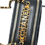 CHANEL 22S TOP HANDLE SMALL VANITY CASE CAVIAR BLACK BRUSHED GHW (MICROCHIP)