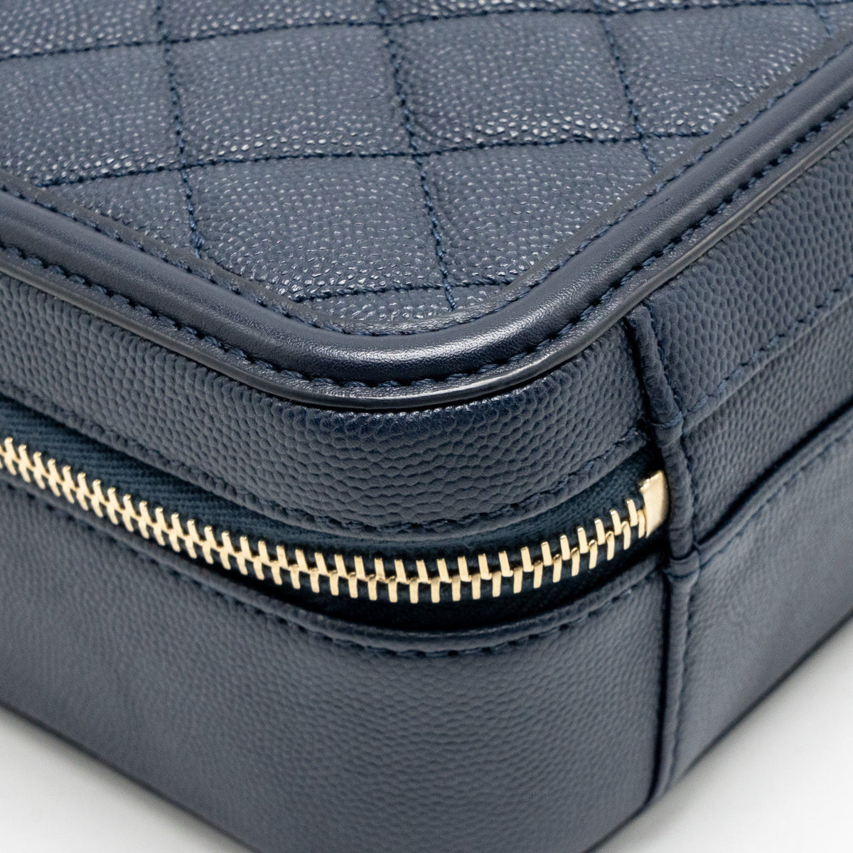 Chanel Medium CC Filigree Vanity Case Caviar Navy GHW