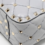 VALENTINO MEDIUM ROCKSTUD SPIKE BAG LAMBSKIN NAPPA LIGHT GREY LGHW