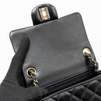 CHANEL CLASSIC MINI SQUARE FLAP BAG LAMBSKIN BLACK LGHW (MICROCHIP)