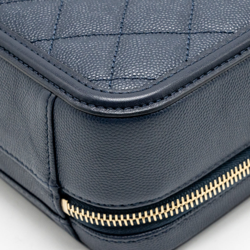 Chanel Medium CC Filigree Vanity Case Caviar Navy GHW