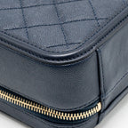 Chanel Medium CC Filigree Vanity Case Caviar Navy GHW