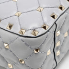 VALENTINO MEDIUM ROCKSTUD SPIKE BAG LAMBSKIN NAPPA LIGHT GREY LGHW