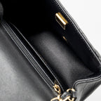 CHANEL CLASSIC MINI SQUARE FLAP BAG LAMBSKIN BLACK LGHW (MICROCHIP)