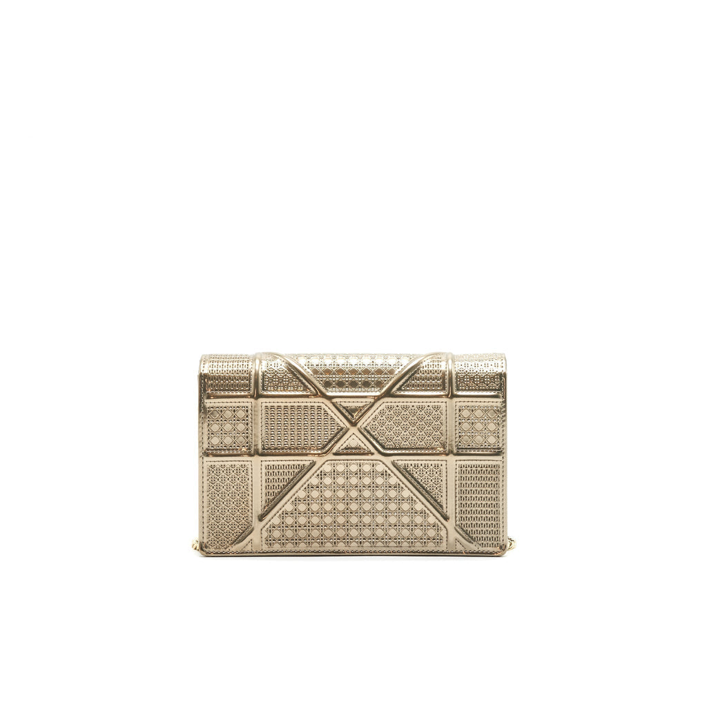 DIOR DIORAMA WALLET ON CHAIN METALLIC GOLD WITH GHW