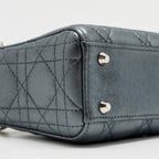 DIOR MINI LADY DIOR LAMBSKIN IRIDESCENT GREY SHW