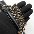 Chanel Top Handle Flap Phone Holder with Chain Lambskin Black LGHW (Microchip)