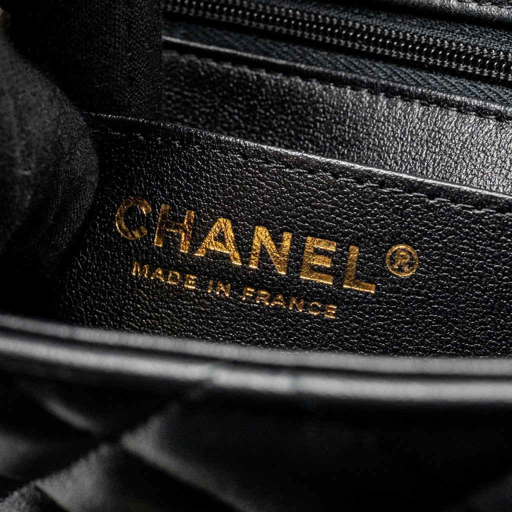 CHANEL CLASSIC MINI SQUARE FLAP BAG LAMBSKIN BLACK LGHW (MICROCHIP)
