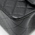 CHANEL MEDIUM CLASSIC DOUBLE FLAP BAG CAVIAR BLACK SHW (MICROCHIP)