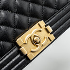 CHANEL MEDIUM CLASSIC BOY BAG CAVIAR BLACK GHW (MICROCHIP)