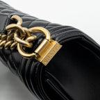 CHANEL MEDIUM CLASSIC BOY BAG CAVIAR BLACK GHW (MICROCHIP)