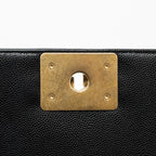 CHANEL MEDIUM CLASSIC BOY BAG CAVIAR BLACK GHW (MICROCHIP)
