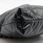CHANEL SMALL 22 BAG SHINY CALFSKIN BLACK GHW (MICROCHIP)