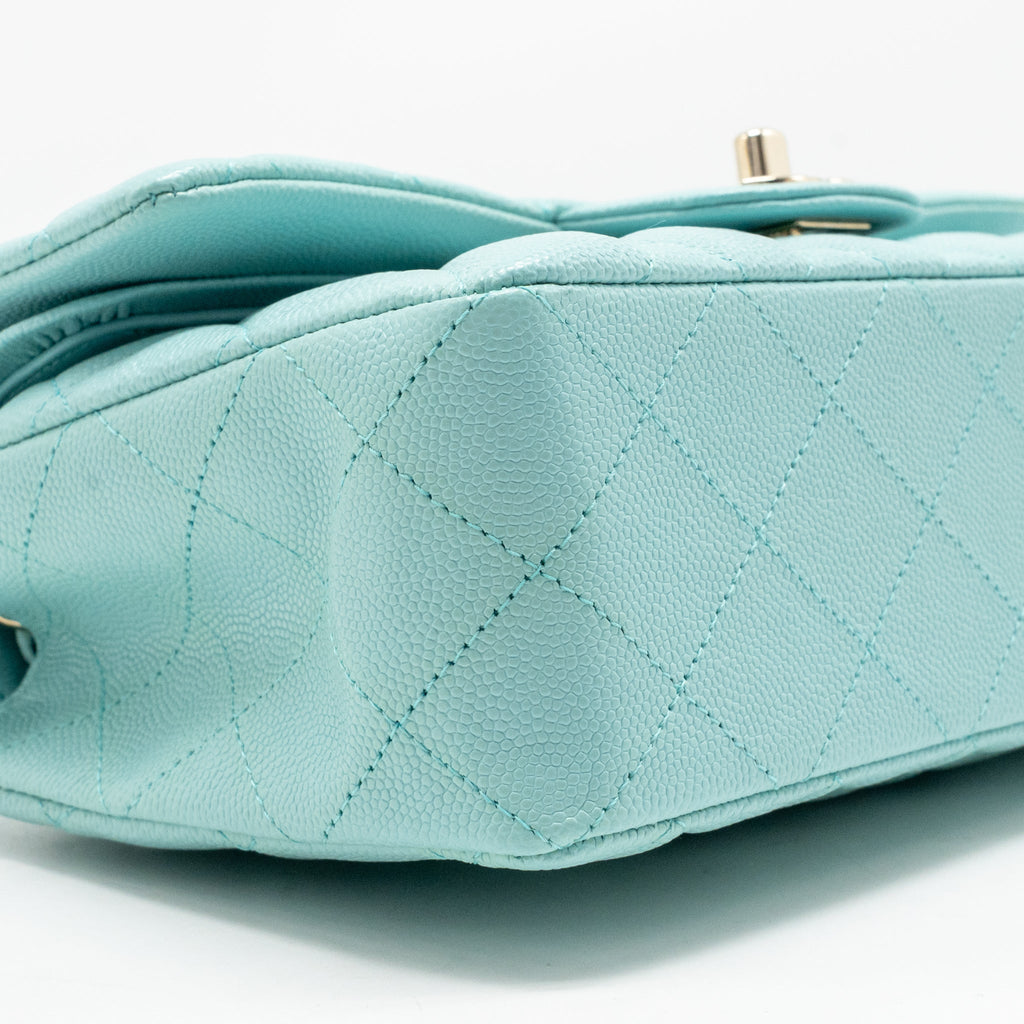 Chanel Small Classic Double Flap Bag Caviar Tiffany Blue LGHW