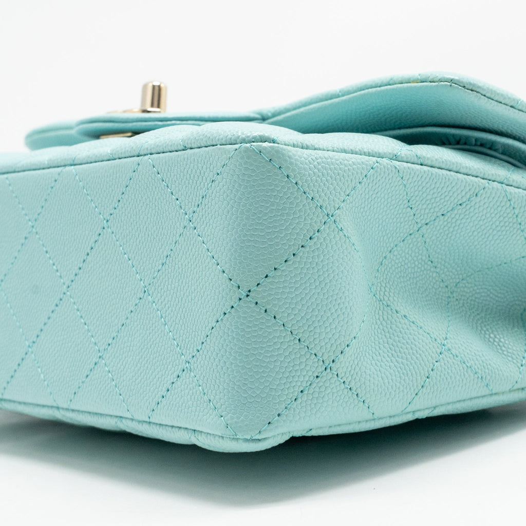 Chanel Small Classic Double Flap Bag Caviar Tiffany Blue LGHW