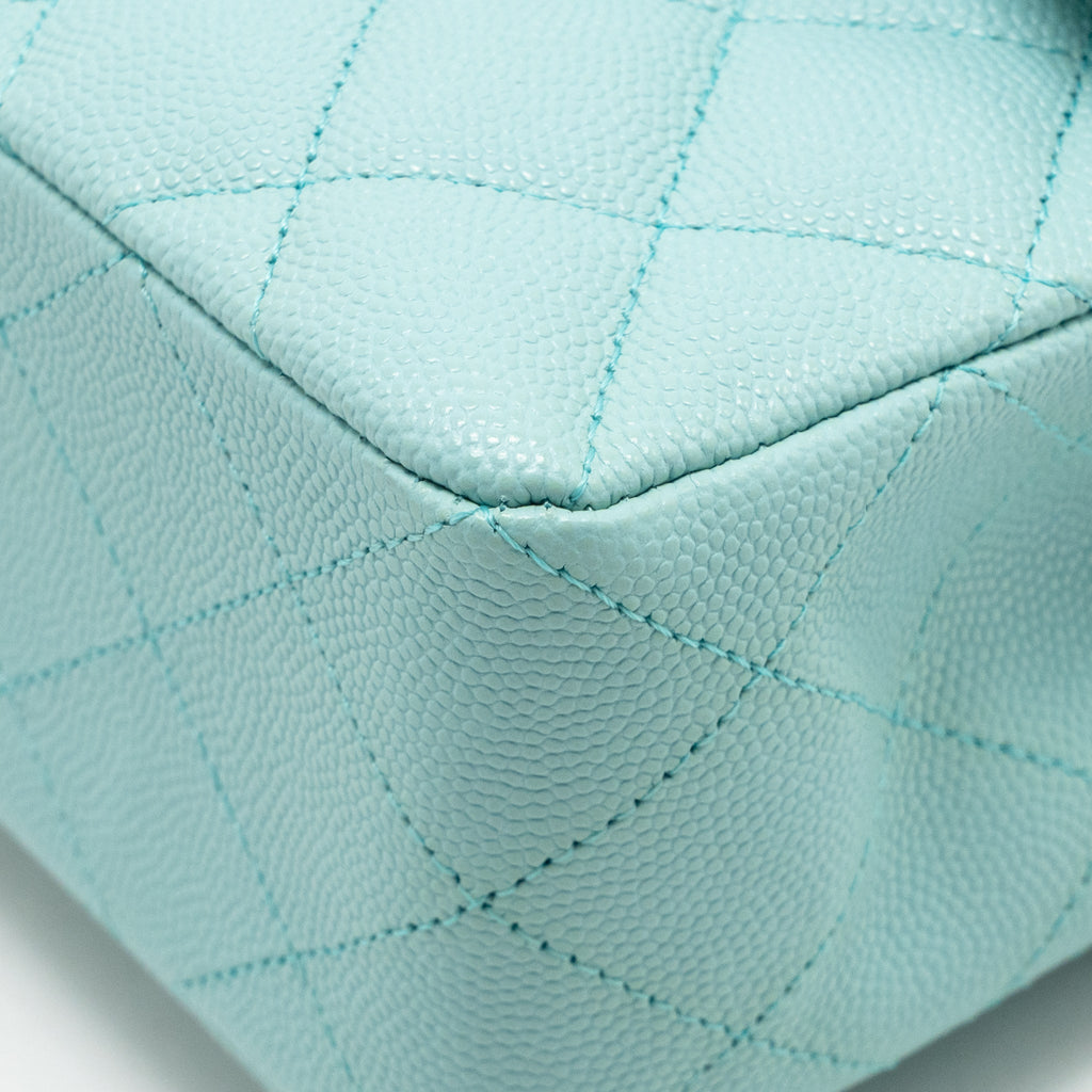 Chanel Small Classic Double Flap Bag Caviar Tiffany Blue LGHW