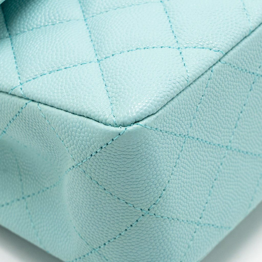 Chanel Small Classic Double Flap Bag Caviar Tiffany Blue LGHW