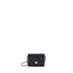 CHANEL CARD HOLDER ON CHAIN CAVIAR BLACK LGHW