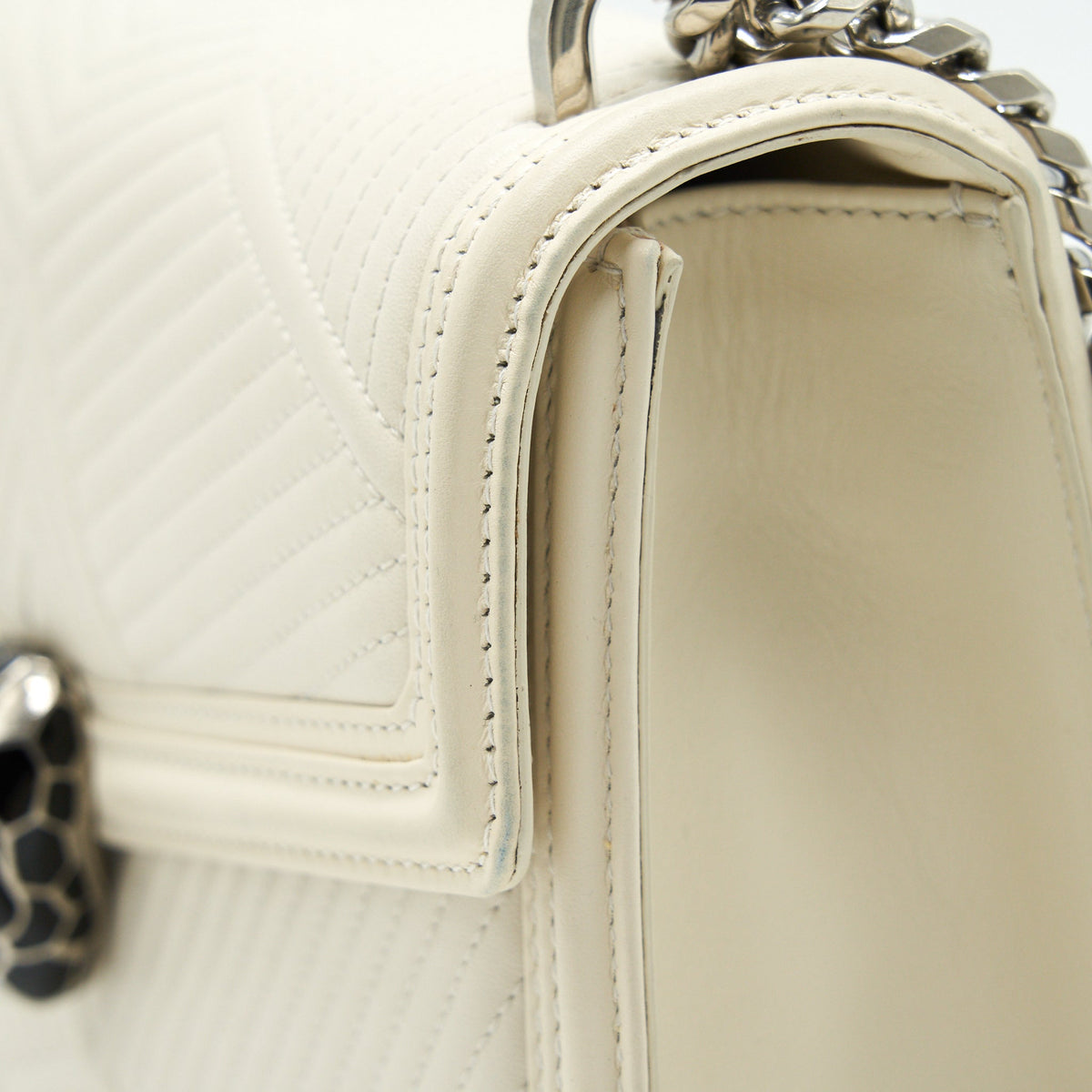 BVLGARI SERPENTI DIAMOND BLAST SHOULDER BAG IN WHITE SHW