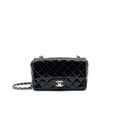 CHANEL MINI RECTANGULAR FLAP BAG PATENT LEATHER BLACK SHW