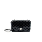 CHANEL MINI RECTANGULAR FLAP BAG PATENT LEATHER BLACK SHW