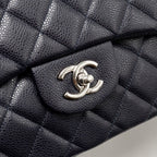 CHANEL JUMBO CLASSIC DOUBLE FLAP BAG CAVIAR DARK BLUE SHW