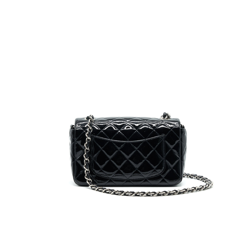 CHANEL MINI RECTANGULAR FLAP BAG PATENT LEATHER BLACK SHW