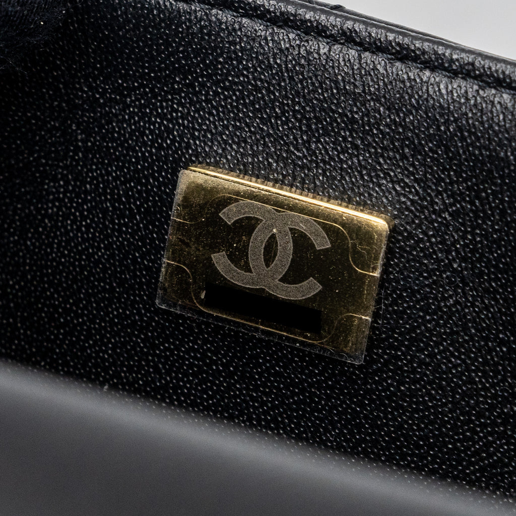CHANEL CLASSIC MINI SQUARE FLAP BAG LAMBSKIN BLACK LGHW (MICROCHIP)