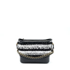 CHANEL SMALL GABRIELLE HOBO BAG SEQUINS BLACK/WHITE WITH MULTICOLOUR HARDWARE
