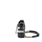 CHANEL SMALL GABRIELLE HOBO BAG SEQUINS BLACK/WHITE WITH MULTICOLOUR HARDWARE