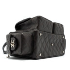 CHANEL VINTAGE CAMBO REPORTER BAG CALFSKIN DARK BROWN SHW