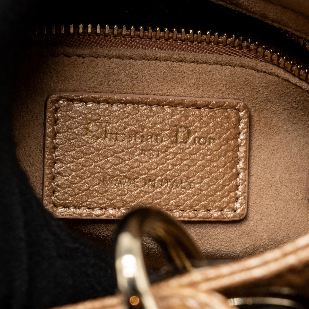 Dior mini lady dior lizard embossed calfskin dark beige LGHW