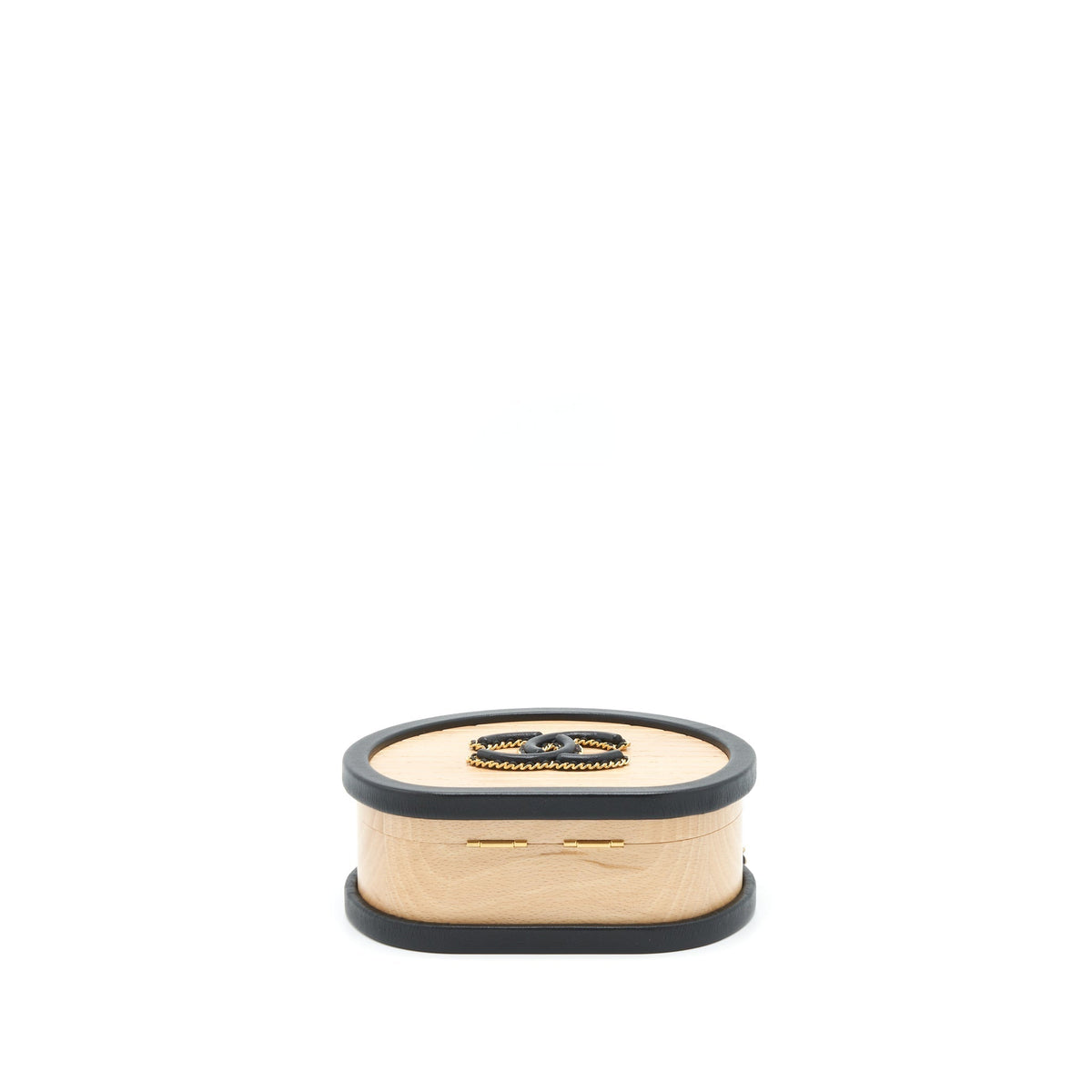 CHANEL 22C SMALL VANITY CASE BEECH WOOD, CALFSKIN BEIGE / BLACK WITH GHW