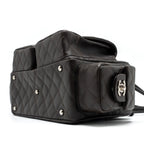 CHANEL VINTAGE CAMBO REPORTER BAG CALFSKIN DARK BROWN SHW
