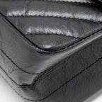 CHANEL MINI 2.55 REISSUE FLAP BAG CHEVRON AGED CALFSKIN SO BLACK