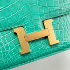 Hermes mini constance shiny alligator mississippiensis vert jade GHW