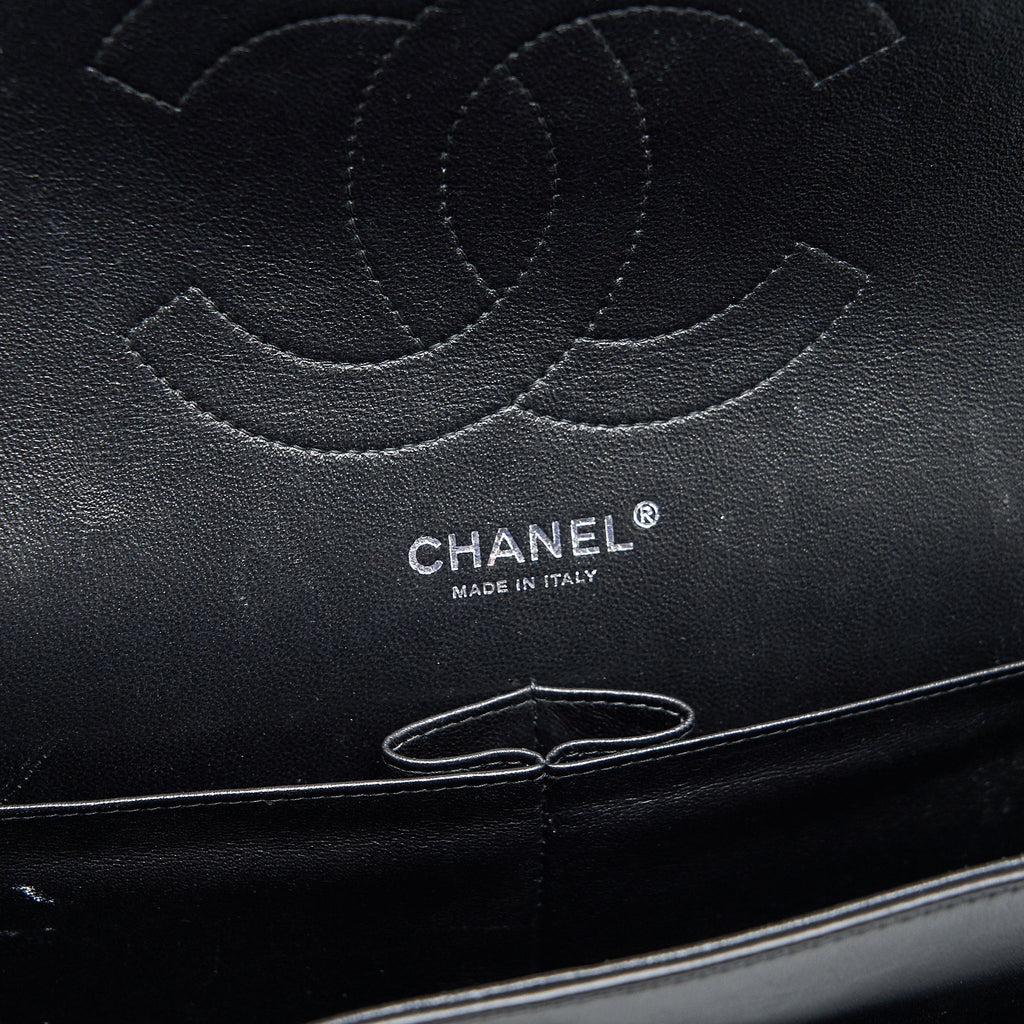 CHANEL CLASSIC FLAP BAG JUMBO PATENT BLACK SHW