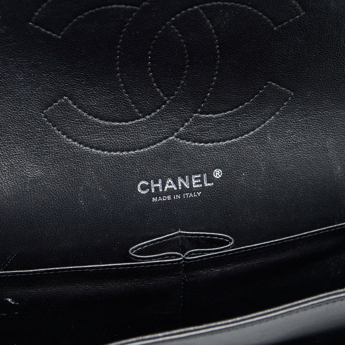 CHANEL CLASSIC FLAP BAG JUMBO PATENT BLACK SHW