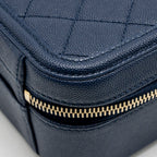 CHANEL CC TOP HANDLE VANITY CASE CAVIAR NAVY BLUE GHW